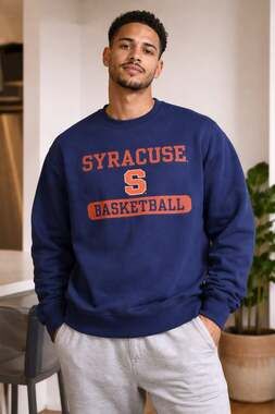 Syracuse University Orange Basketball Stacked Logo Navy Crewneck Sweatshirt 2XL